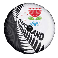 New Zealand Auckland Spare Tire Cover Auckland's Emblem and Silver Ferns - Maori Art Tattoo