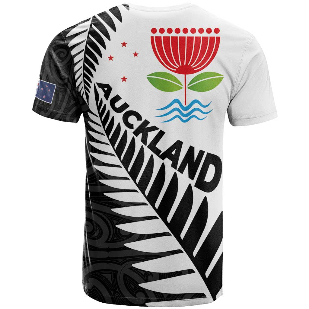 New Zealand Auckland T Shirt Auckland's Emblem and Silver Ferns - Maori Art Tattoo LT03 - Polynesian Pride