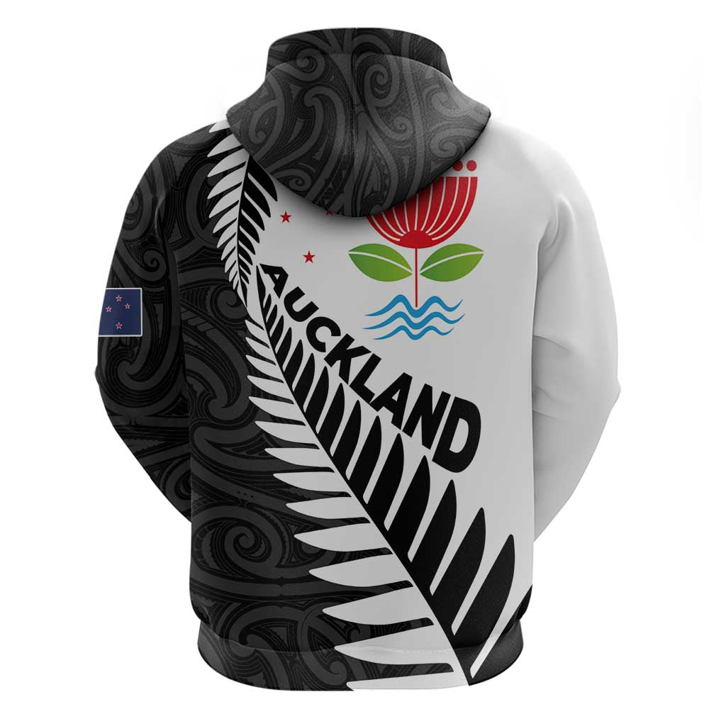 New Zealand Auckland Zip Hoodie Auckland's Emblem and Silver Ferns - Maori Art Tattoo LT03 - Polynesian Pride