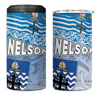 New Zealand Nelson 4 in 1 Can Cooler Tumbler Nelson's Flag and Seal - Maori Art Tattoo