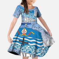 New Zealand Nelson Family Matching Mermaid Dress and Hawaiian Shirt Nelson's Flag and Seal - Maori Art Tattoo