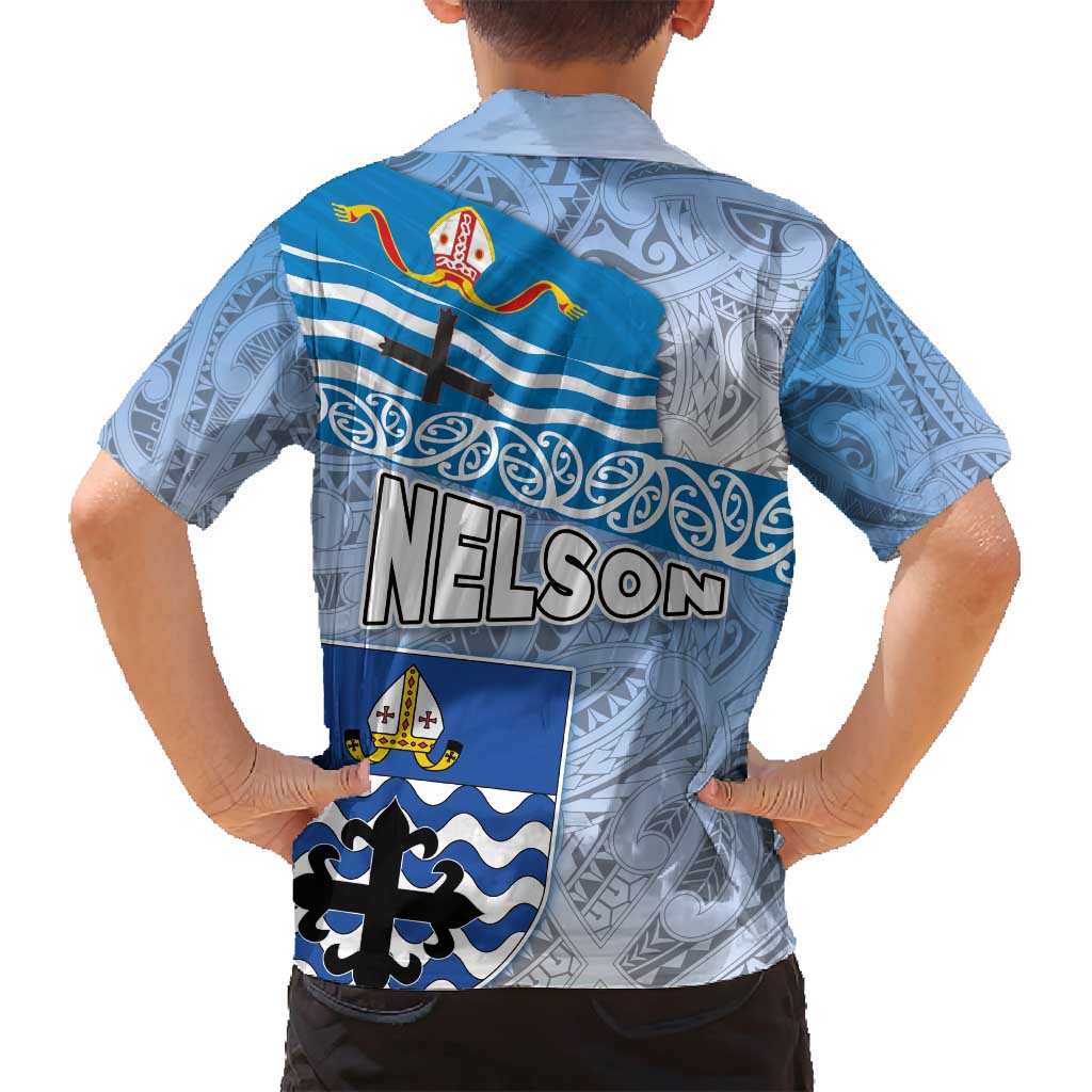 New Zealand Nelson Family Matching Off Shoulder Short Dress and Hawaiian Shirt Nelson's Flag and Seal - Maori Art Tattoo LT03 - Polynesian Pride
