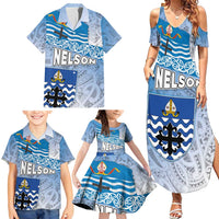 New Zealand Nelson Family Matching Summer Maxi Dress and Hawaiian Shirt Nelson's Flag and Seal - Maori Art Tattoo