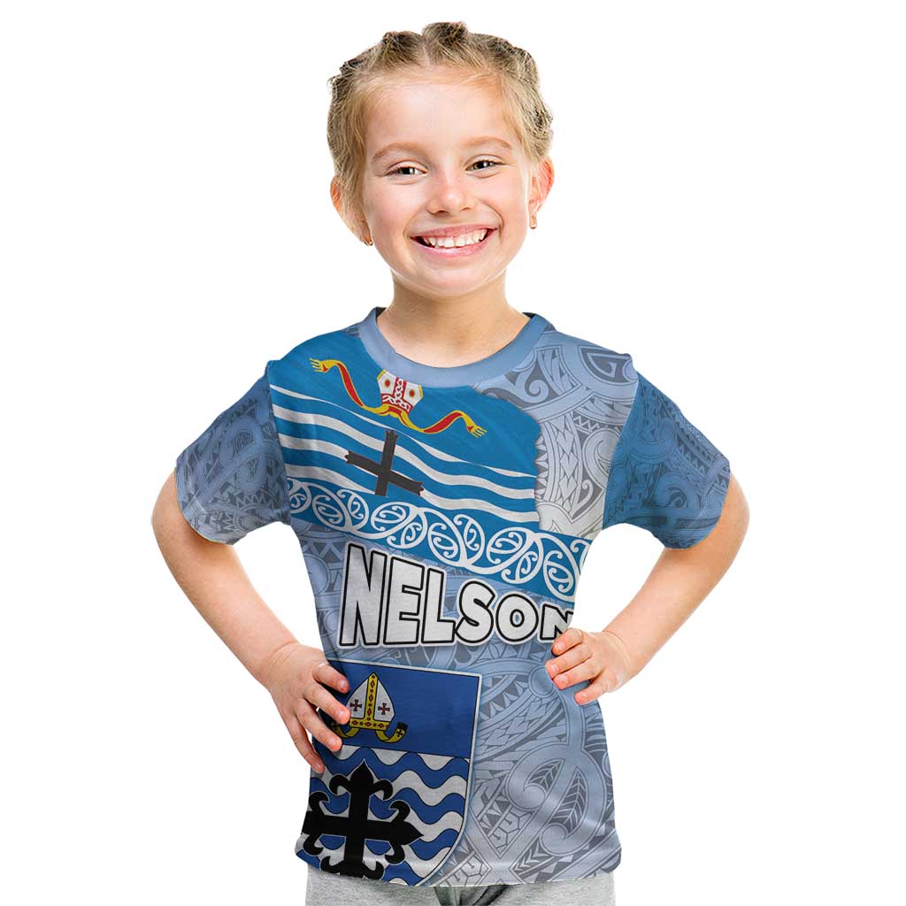 New Zealand Nelson Kid T Shirt Nelson's Flag and Seal - Maori Art Tattoo