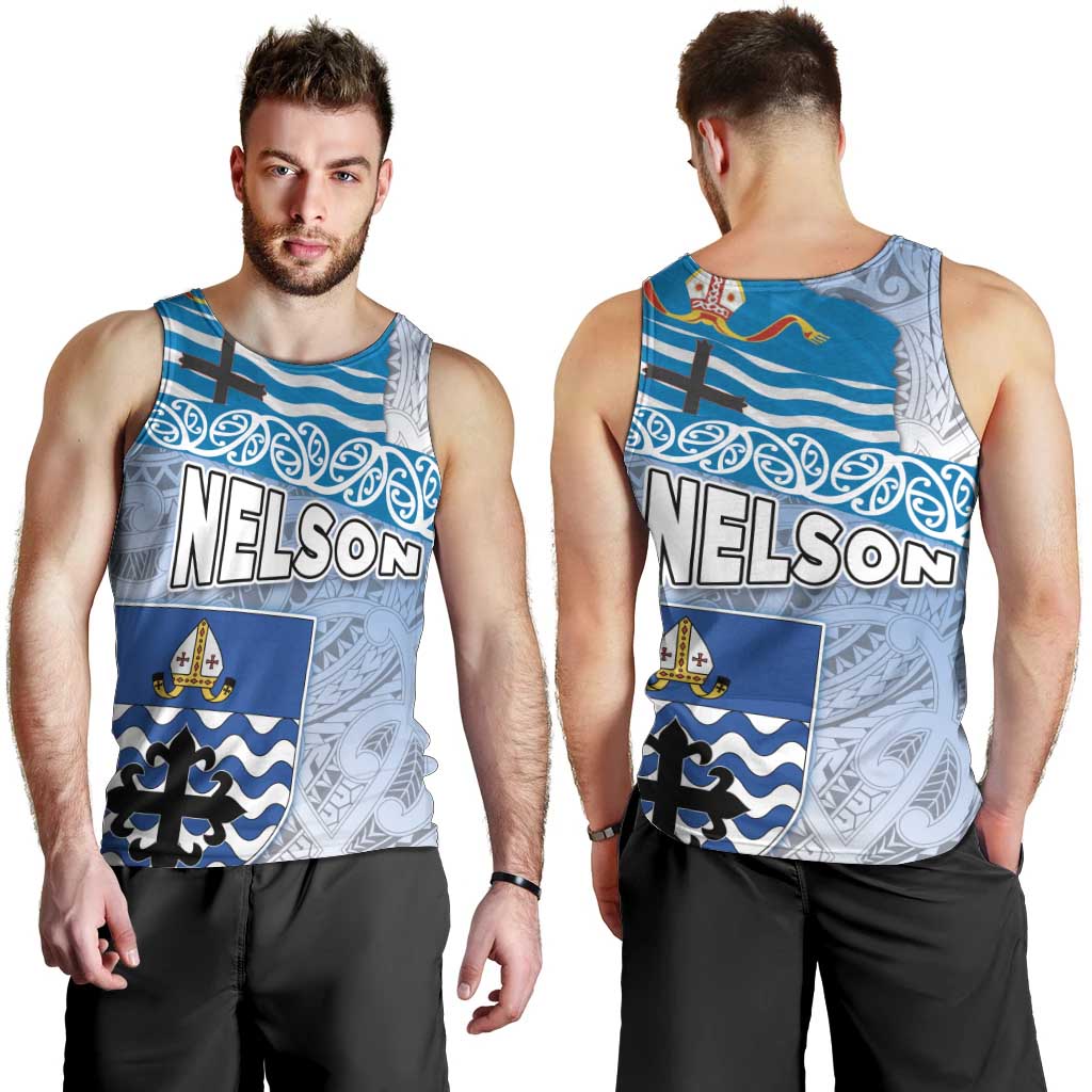 New Zealand Nelson Men Tank Top Nelson's Flag and Seal - Maori Art Tattoo
