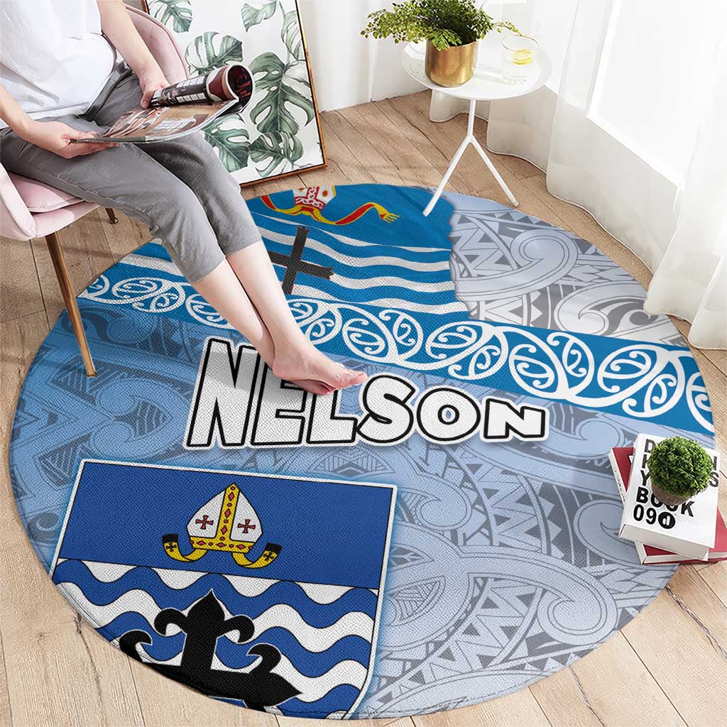 New Zealand Nelson Round Carpet Nelson's Flag and Seal - Maori Art Tattoo