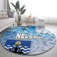 New Zealand Nelson Round Carpet Nelson's Flag and Seal - Maori Art Tattoo