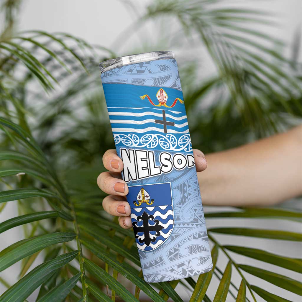 New Zealand Nelson Skinny Tumbler Nelson's Flag and Seal - Maori Art Tattoo LT03 - Polynesian Pride