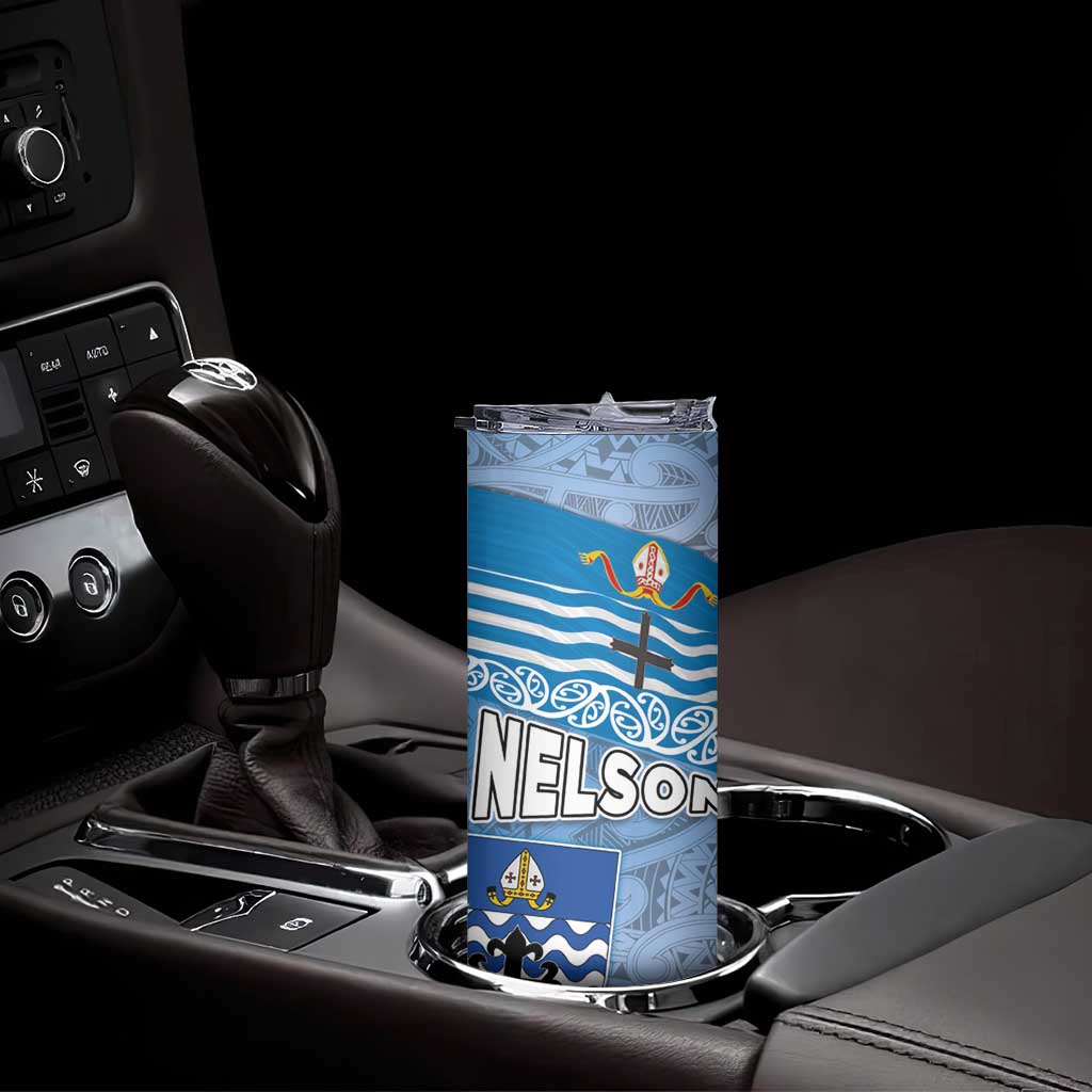 New Zealand Nelson Skinny Tumbler Nelson's Flag and Seal - Maori Art Tattoo LT03 - Polynesian Pride