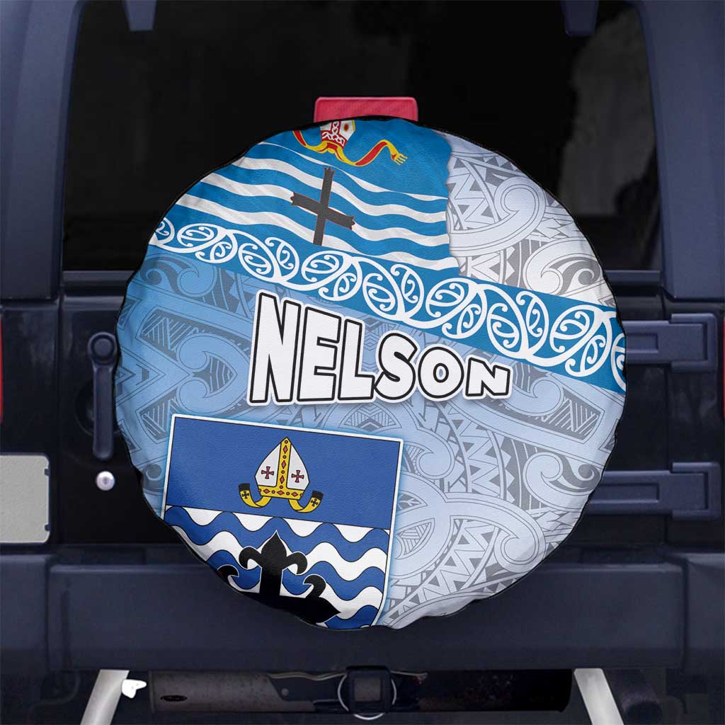 New Zealand Nelson Spare Tire Cover Nelson's Flag and Seal - Maori Art Tattoo