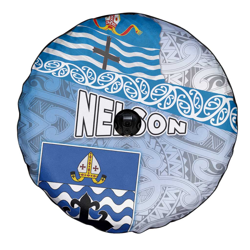 New Zealand Nelson Spare Tire Cover Nelson's Flag and Seal - Maori Art Tattoo