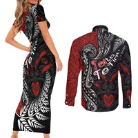 Aotearoa Toitu Te Tiriti Couples Matching Short Sleeve Bodycon Dress and Long Sleeve Button Shirt New Zealand Honour the Treaty - Te Tiriti Is Us