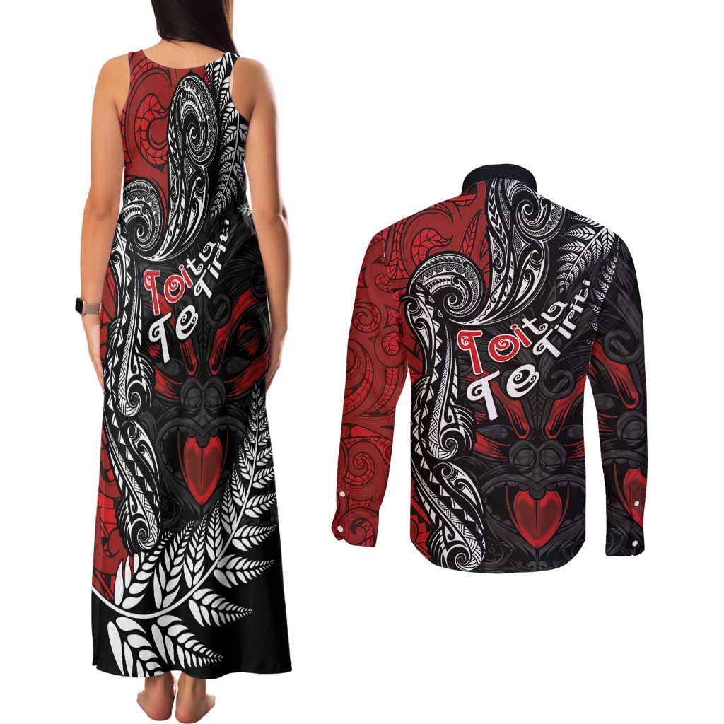 Aotearoa Toitu Te Tiriti Couples Matching Tank Maxi Dress and Long Sleeve Button Shirt New Zealand Honour the Treaty - Te Tiriti Is Us