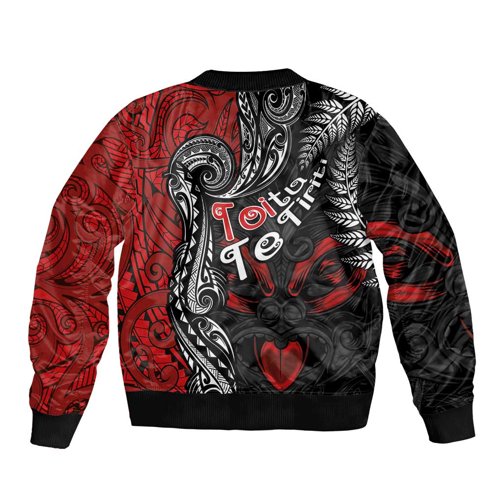 Aotearoa Toitu Te Tiriti Sleeve Zip Bomber Jacket New Zealand Honour the Treaty - Te Tiriti Is Us LT03 - Polynesian Pride