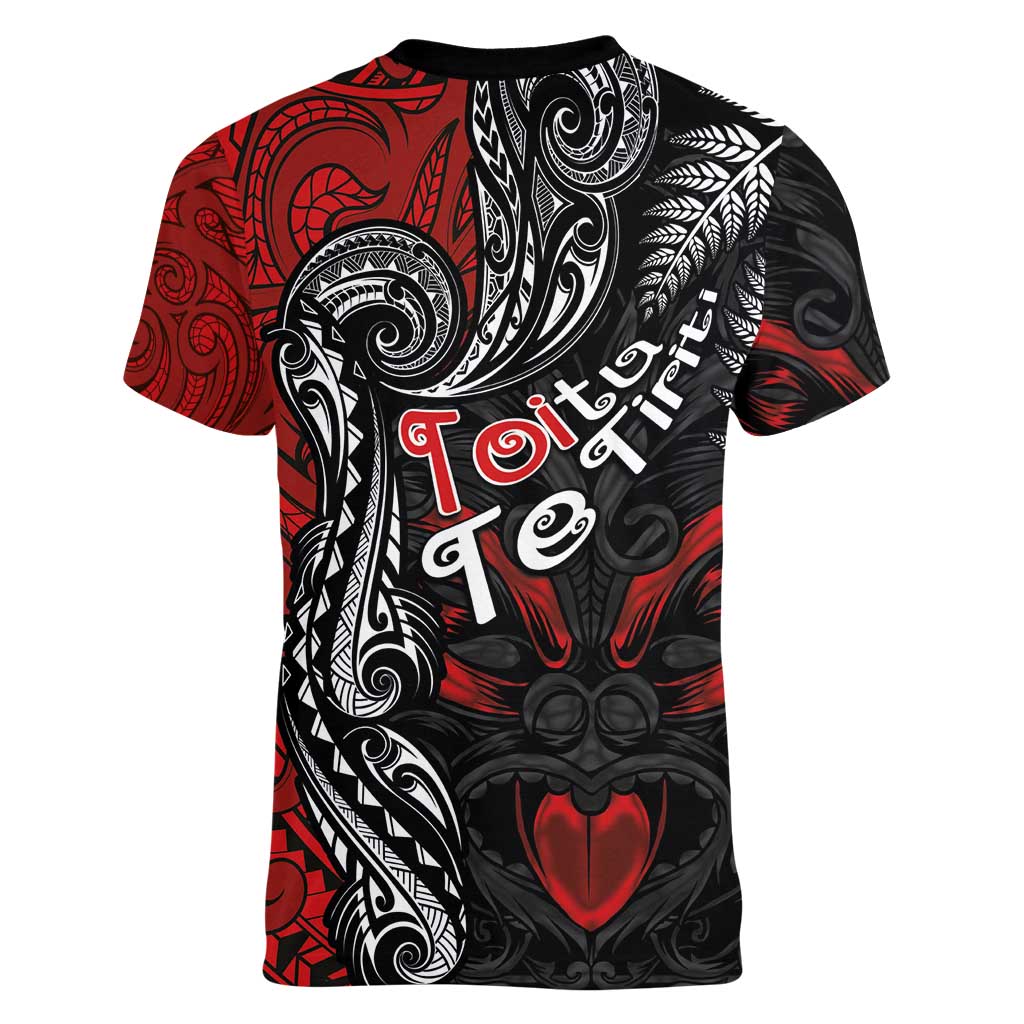 Aotearoa Toitu Te Tiriti Women V-Neck T-Shirt New Zealand Honour the Treaty - Te Tiriti Is Us LT03 - Polynesian Pride