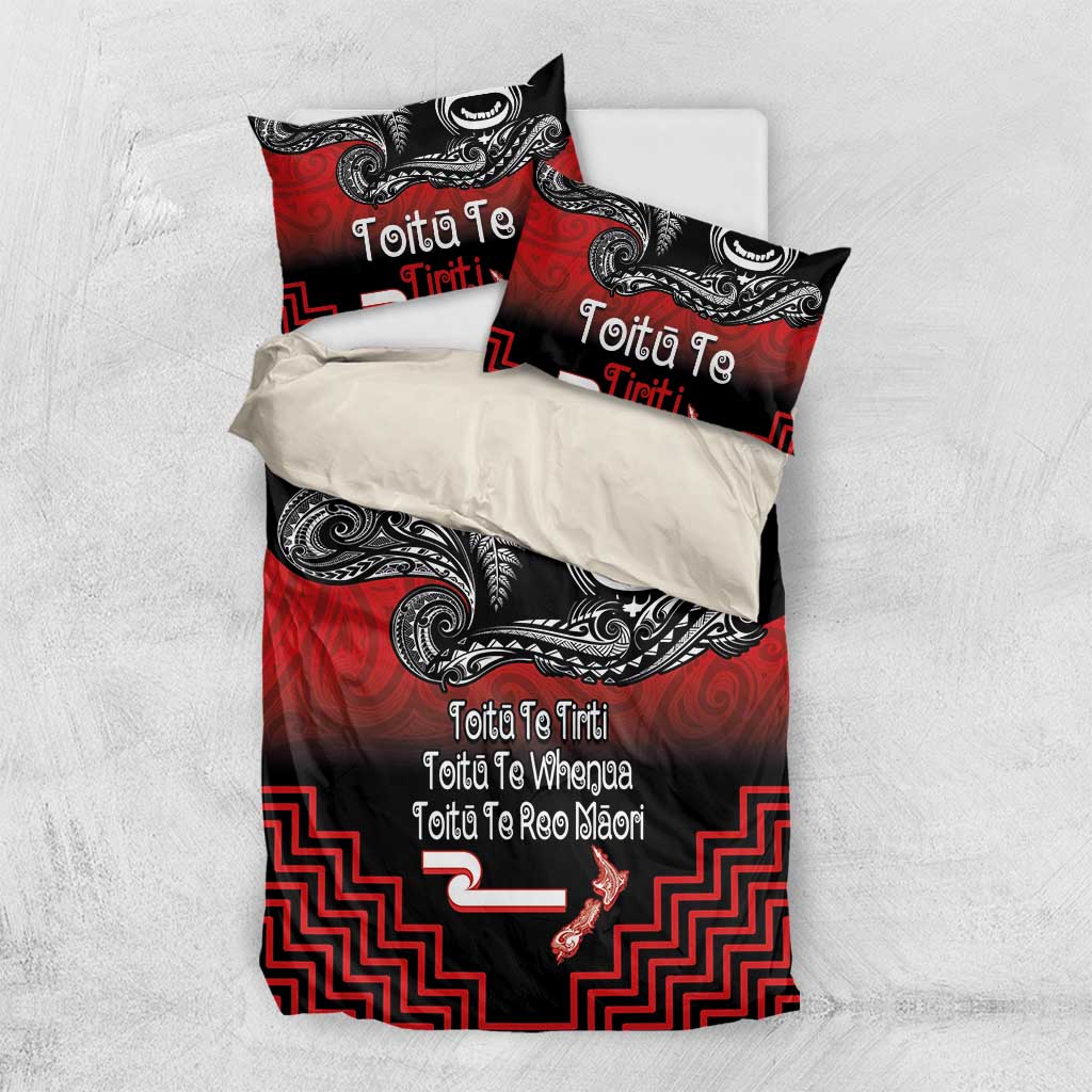 Aotearoa Toitu Te Tiriti Bedding Set New Zealand Honour the Treaty - Fight Together LT03 US Twin 172cm x 218cm Red - Polynesian Pride