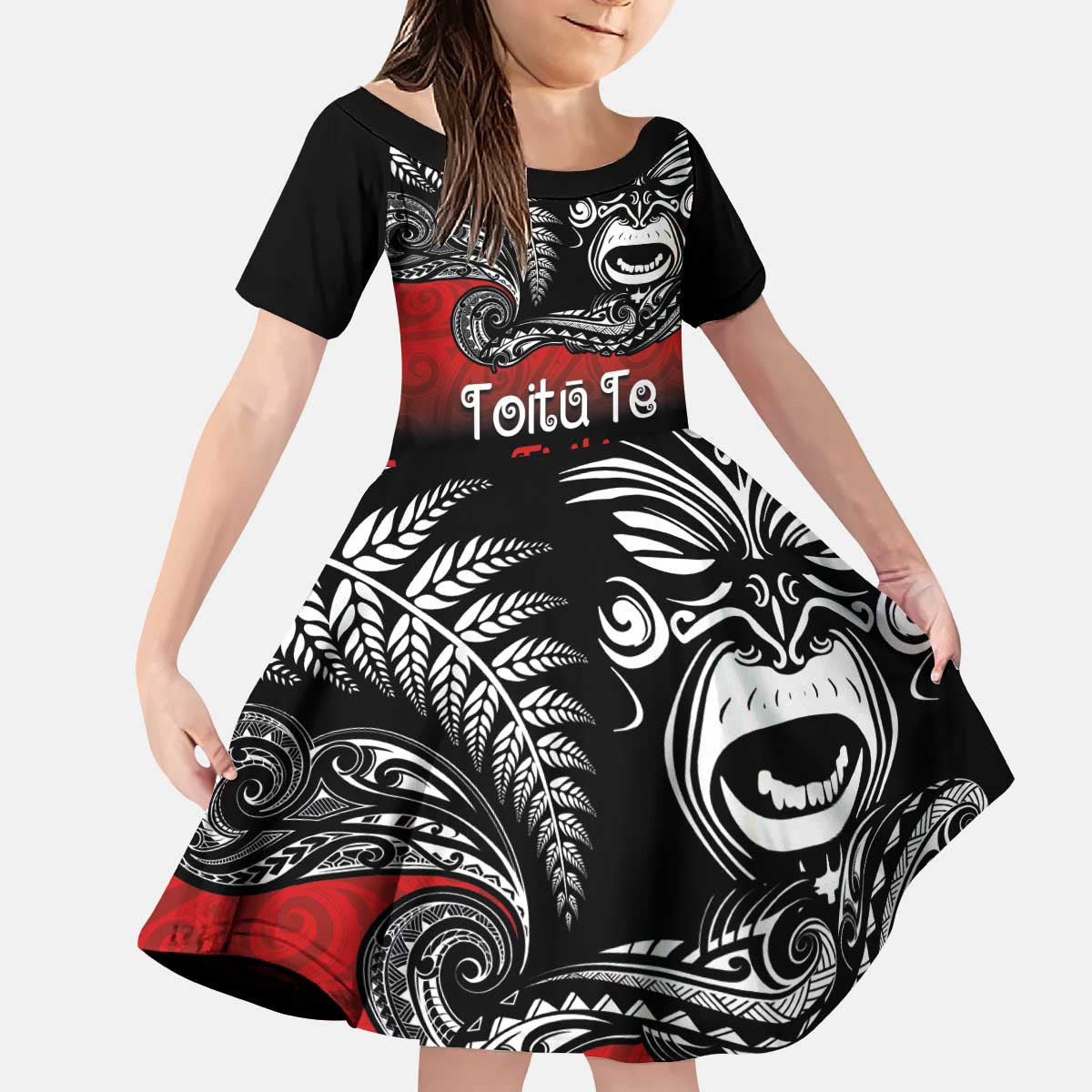 Aotearoa Toitu Te Tiriti Kid Short Sleeve Dress New Zealand Honour the Treaty - Fight Together