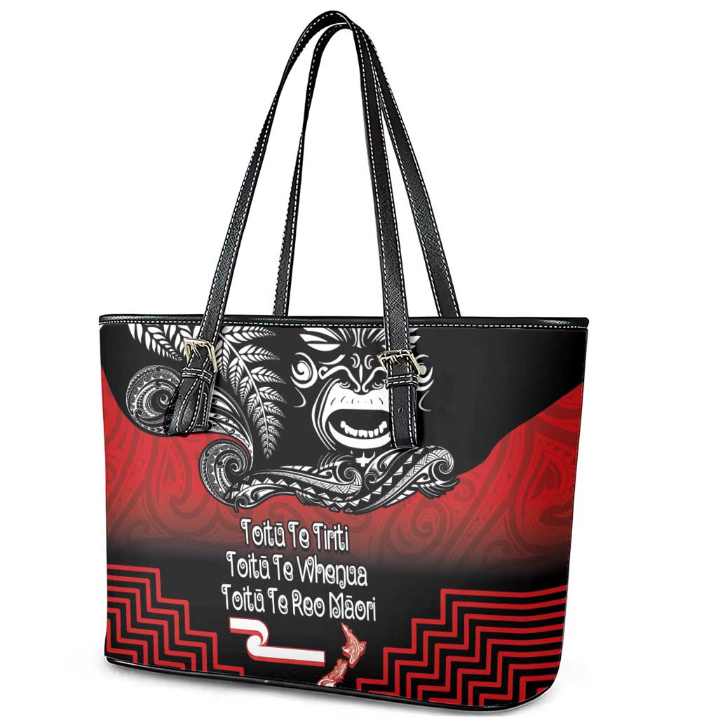Aotearoa Toitu Te Tiriti Leather Tote Bag New Zealand Honour the Treaty - Fight Together LT03 - Polynesian Pride