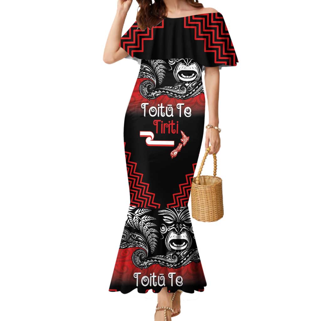 Aotearoa Toitu Te Tiriti Mermaid Dress New Zealand Honour the Treaty - Fight Together LT03 Women Red - Polynesian Pride
