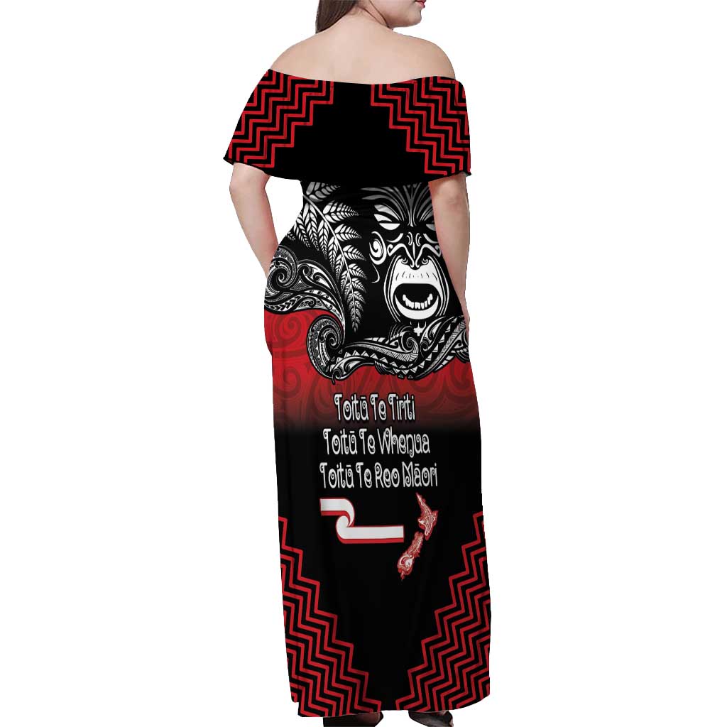 Aotearoa Toitu Te Tiriti Off Shoulder Maxi Dress New Zealand Honour the Treaty - Fight Together LT03 - Polynesian Pride