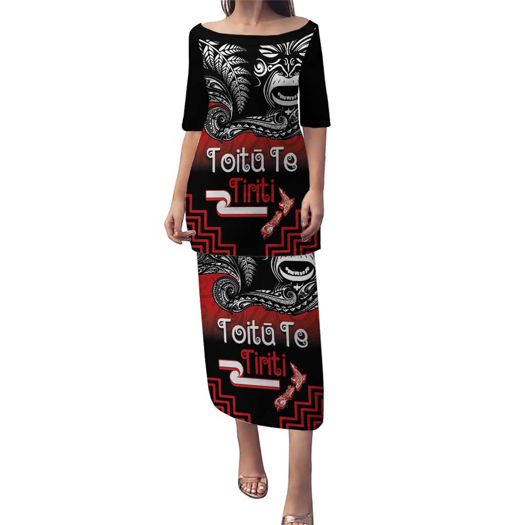 Aotearoa Toitu Te Tiriti Puletasi New Zealand Honour the Treaty - Fight Together LT03 Long Dress Red - Polynesian Pride
