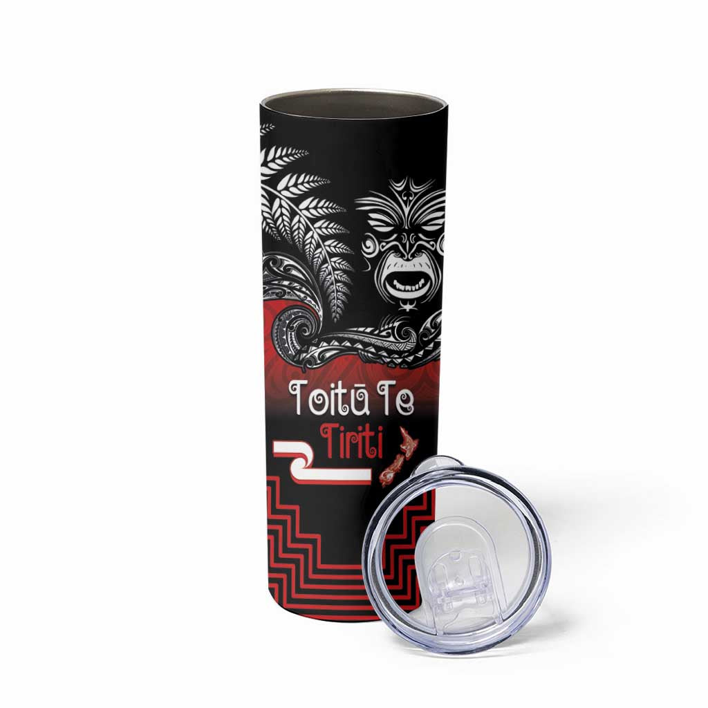 Aotearoa Toitu Te Tiriti Skinny Tumbler New Zealand Honour the Treaty - Fight Together LT03 - Polynesian Pride