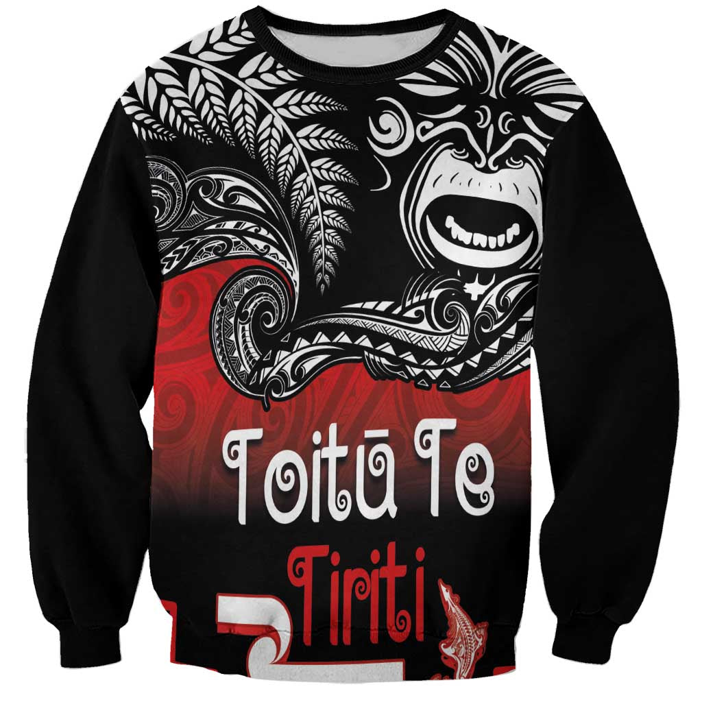 Aotearoa Toitu Te Tiriti Sweatshirt New Zealand Honour the Treaty - Fight Together LT03 Unisex Red - Polynesian Pride