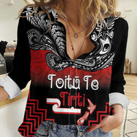 Aotearoa Toitu Te Tiriti Women Casual Shirt New Zealand Honour the Treaty - Fight Together