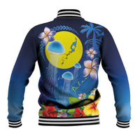 Palau Jellyfish Baseball Jacket Ocean Heritage Tropical Plants - Polynesian Pride