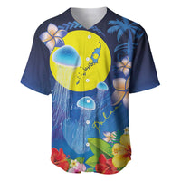 Palau Jellyfish Baseball Jersey Ocean Heritage Tropical Plants - Polynesian Pride