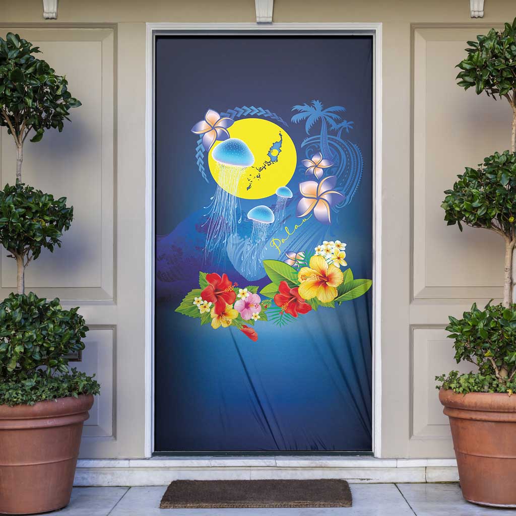Palau Jellyfish Door Cover Ocean Heritage Tropical Plants - Polynesian Pride