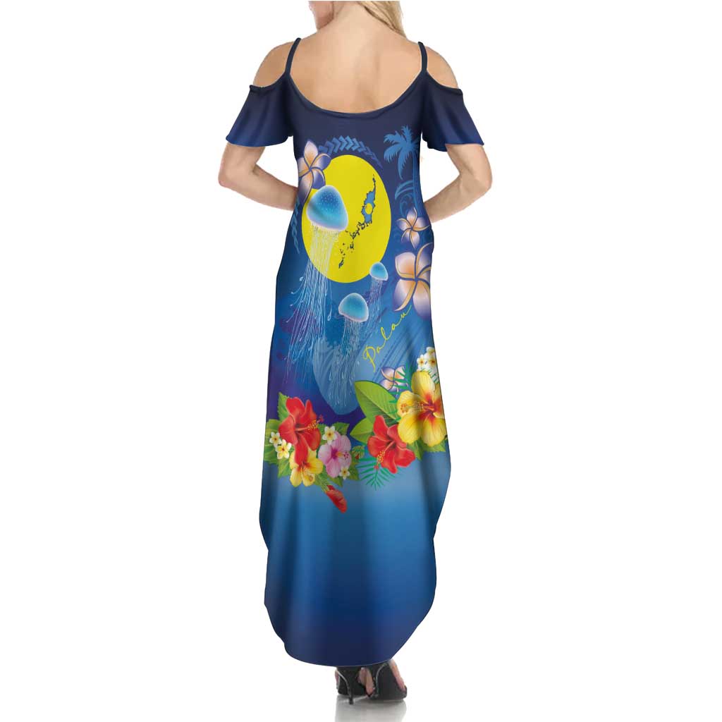 Palau Jellyfish Family Matching Summer Maxi Dress and Hawaiian Shirt Ocean Heritage Tropical Plants - Polynesian Pride