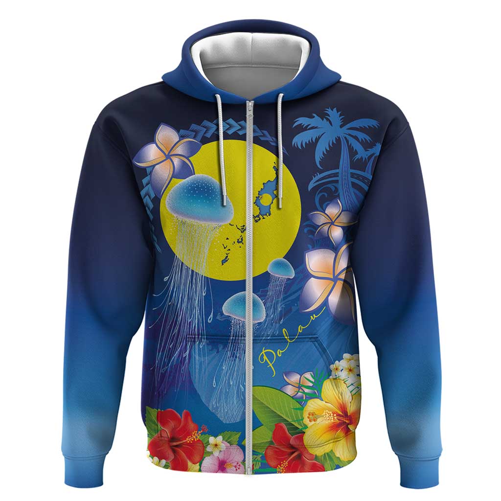 Palau Jellyfish Hoodie Ocean Heritage Tropical Plants - Polynesian Pride