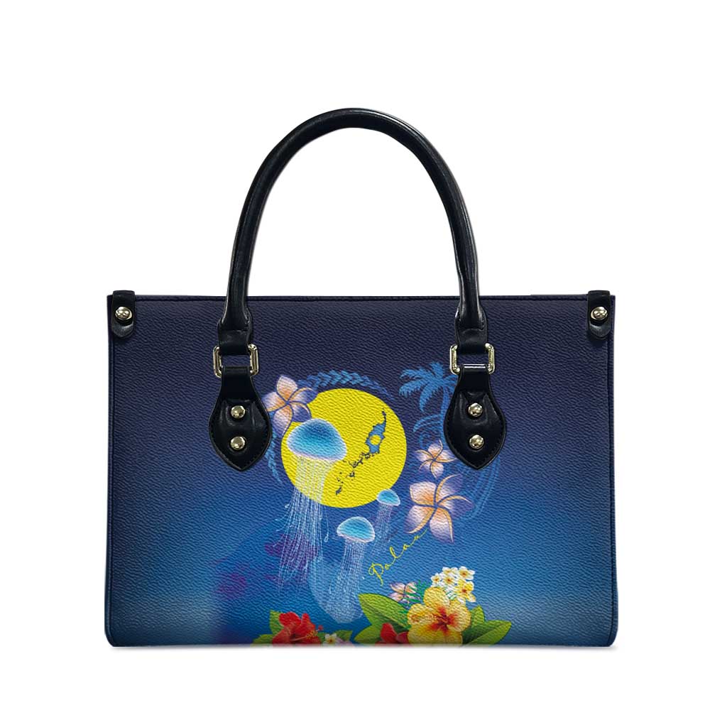 Palau Jellyfish Leather Bag Ocean Heritage Tropical Plants - Polynesian Pride