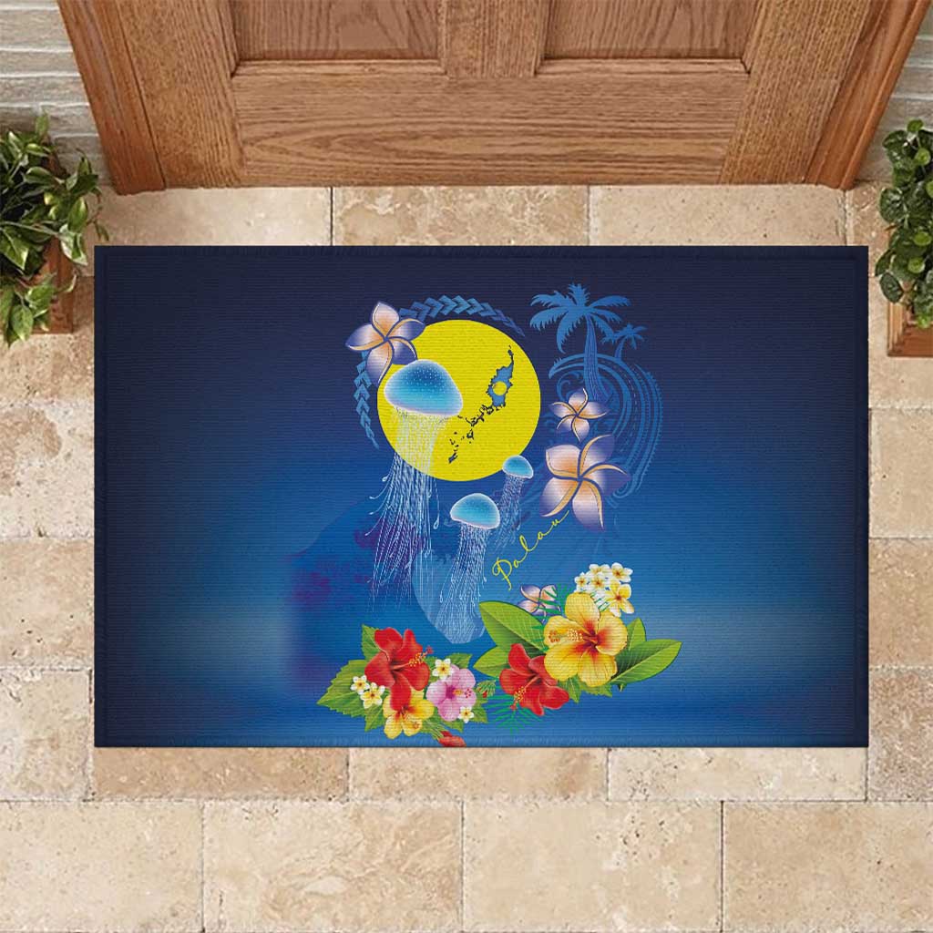 Palau Jellyfish Rubber Doormat Ocean Heritage Tropical Plants - Polynesian Pride