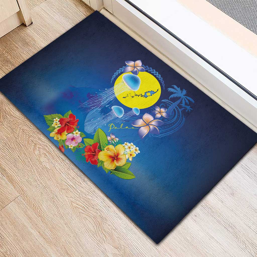 Palau Jellyfish Rubber Doormat Ocean Heritage Tropical Plants - Polynesian Pride