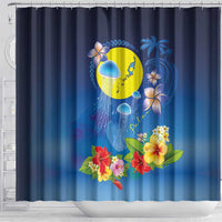 Palau Jellyfish Shower Curtain Ocean Heritage Tropical Plants - Polynesian Pride