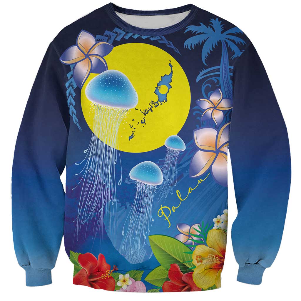 Palau Jellyfish Sweatshirt Ocean Heritage Tropical Plants - Polynesian Pride