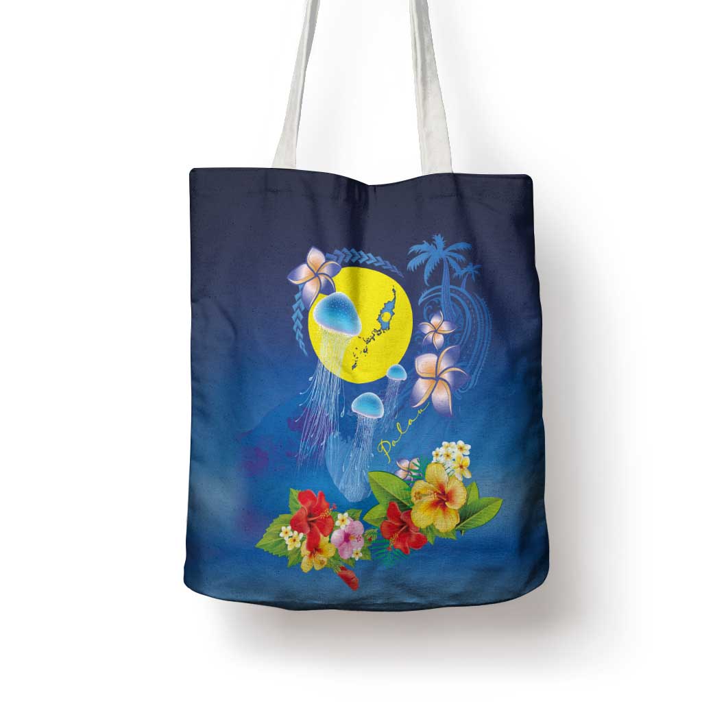 Palau Jellyfish Tote Bag Ocean Heritage Tropical Plants - Polynesian Pride