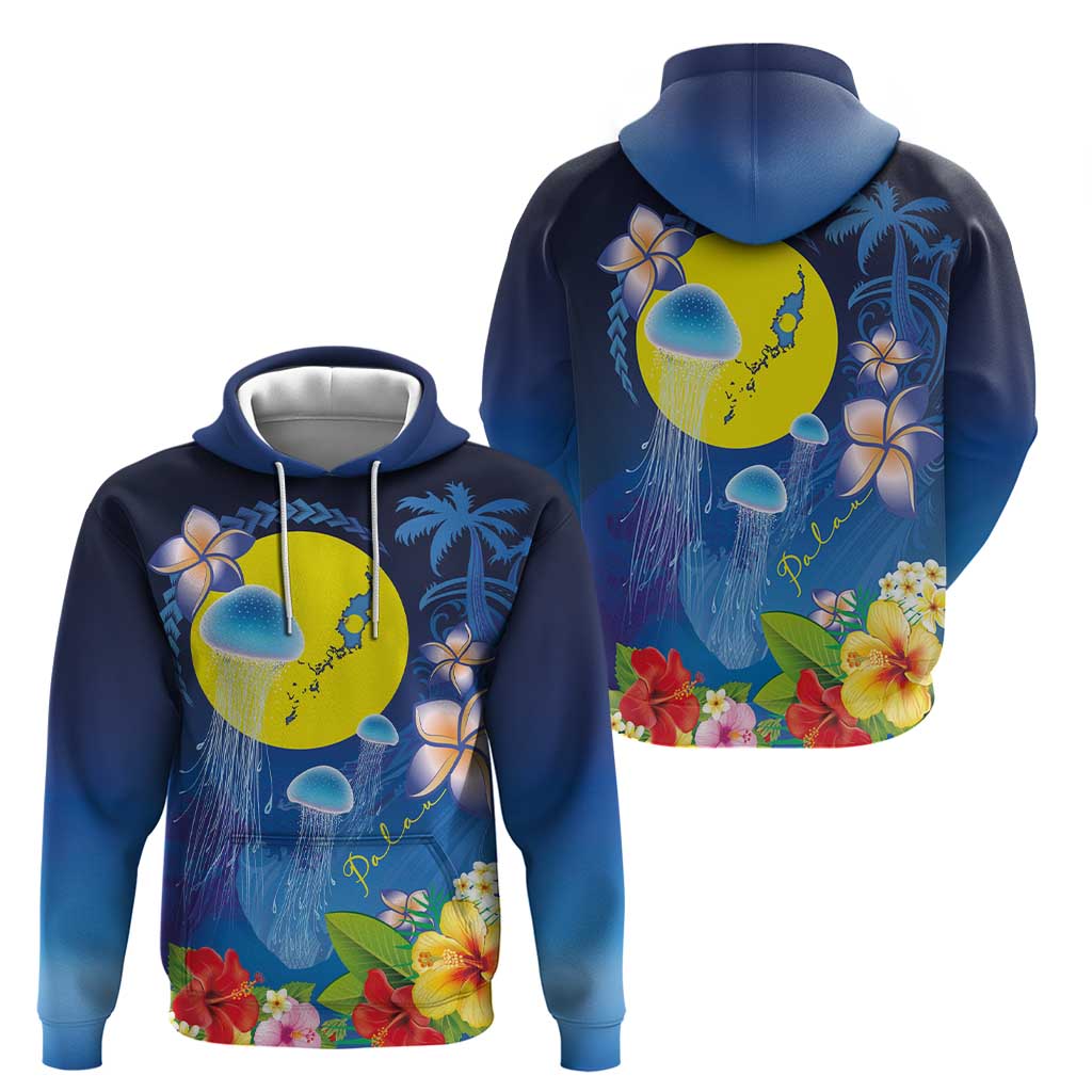 Palau Jellyfish Zip Hoodie Ocean Heritage Tropical Plants - Polynesian Pride