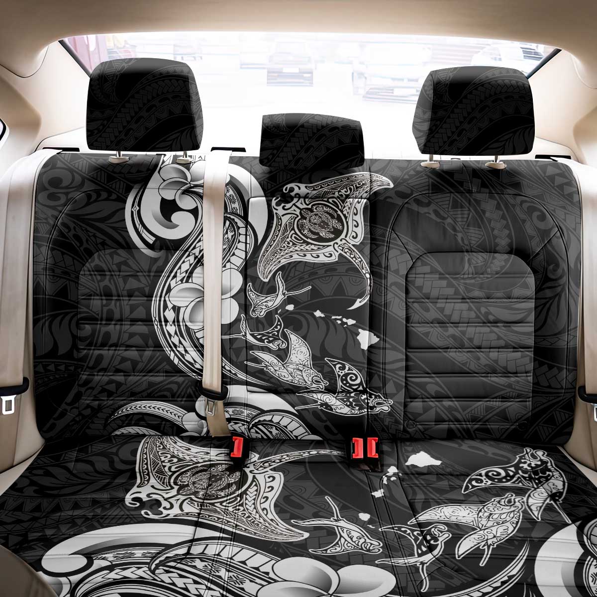 Hawaiian Manta Rays Back Car Seat Cover Tribal Hibiscus Polynesian Tattoos Black Color - Polynesian Pride
