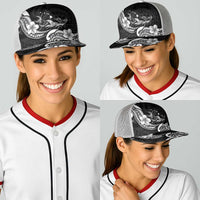 Hawaiian Manta Rays Baseball Net Cap Tribal Hibiscus Polynesian Tattoos Black Color - Polynesian Pride