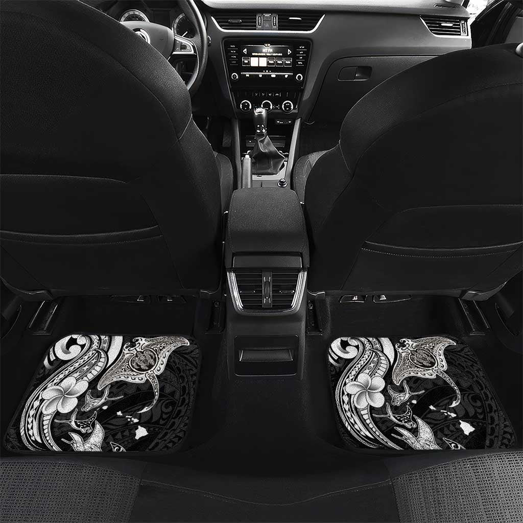 Hawaiian Manta Rays Car Mats Tribal Hibiscus Polynesian Tattoos Black Color - Polynesian Pride