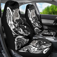 Hawaiian Manta Rays Car Seat Cover Tribal Hibiscus Polynesian Tattoos Black Color - Polynesian Pride
