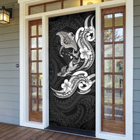 Hawaiian Manta Rays Door Cover Tribal Hibiscus Polynesian Tattoos Black Color - Polynesian Pride