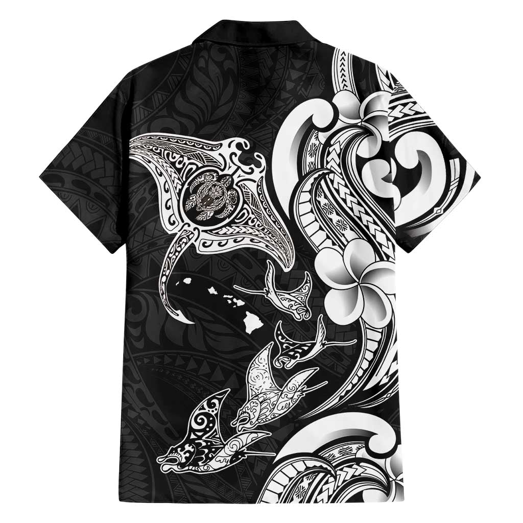 Hawaiian Manta Rays Family Matching Short Sleeve Bodycon Dress and Hawaiian Shirt Tribal Hibiscus Polynesian Tattoos Black Color LT03 - Polynesian Pride