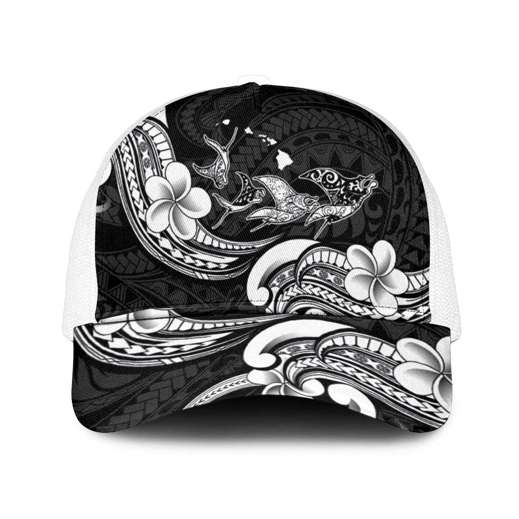 Hawaiian Manta Rays Mesh Trucker Cap Tribal Hibiscus Polynesian Tattoos Black Color - Polynesian Pride
