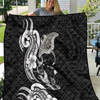 Hawaiian Manta Rays Quilt Tribal Hibiscus Polynesian Tattoos Black Color - Polynesian Pride