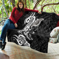 Hawaiian Manta Rays Quilt Tribal Hibiscus Polynesian Tattoos Black Color - Polynesian Pride