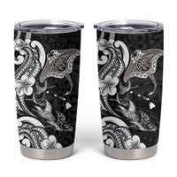 Hawaiian Manta Rays Tumbler Cup Tribal Hibiscus Polynesian Tattoos Black Color - Polynesian Pride